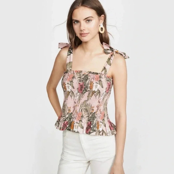 Rebecca Minkoff Dolly Hawaiian Print Smock Peplum - Picture 1 of 9